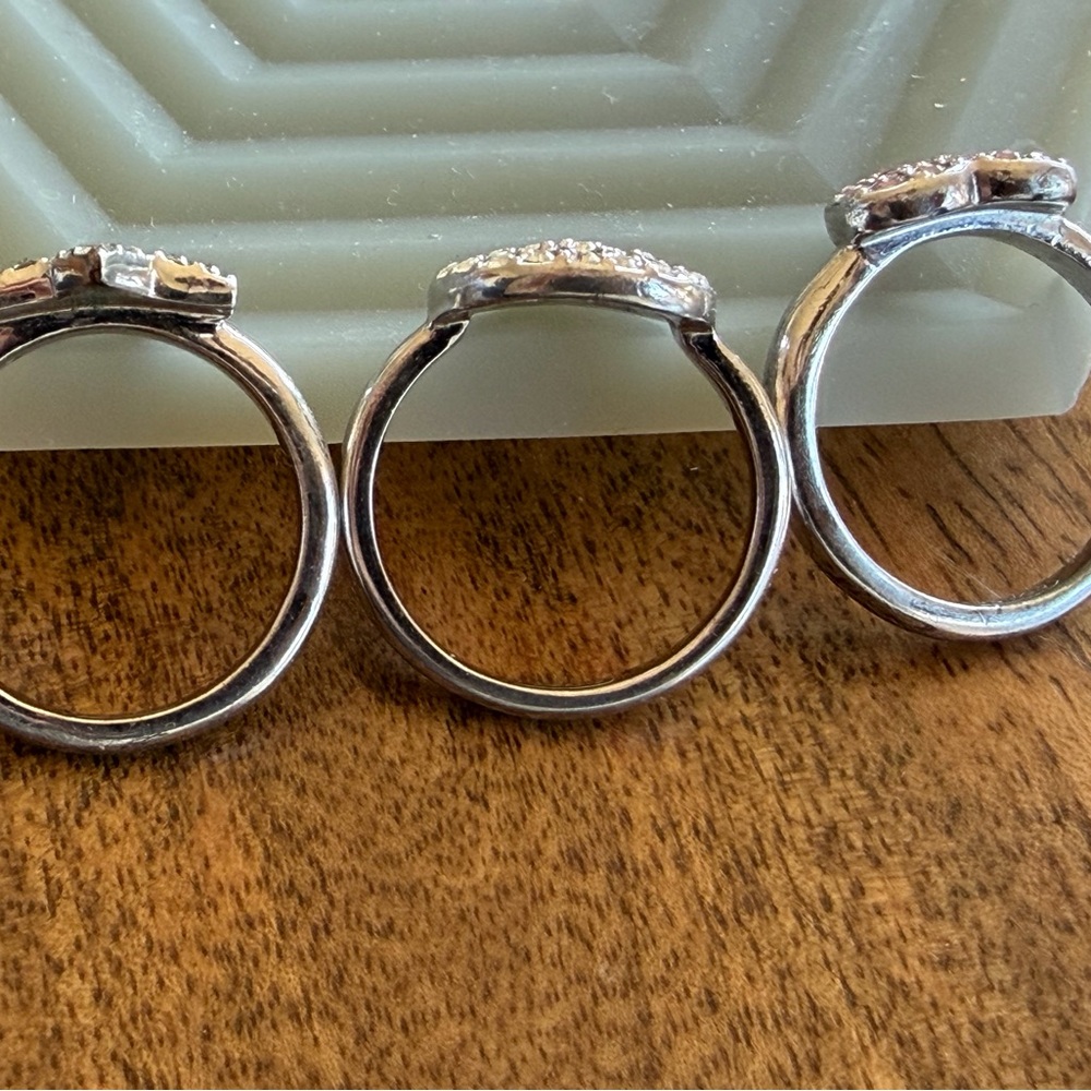 Coach Silver Peace Heart Star Ring Trio Set - Picture 5 of 9